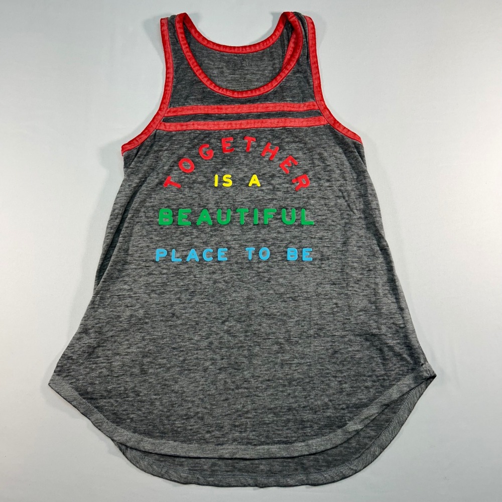 Zoe + Liv Together Is A Beautiful Place To Be Graphic Tank Top Gray XS